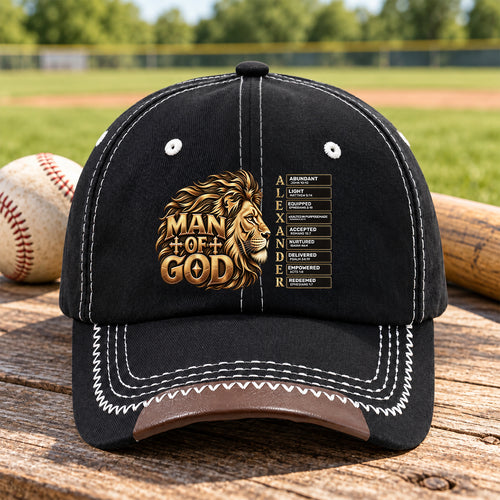 Man Of God, Gift For Men | Personalized Vintage Soft Baseball Cap
