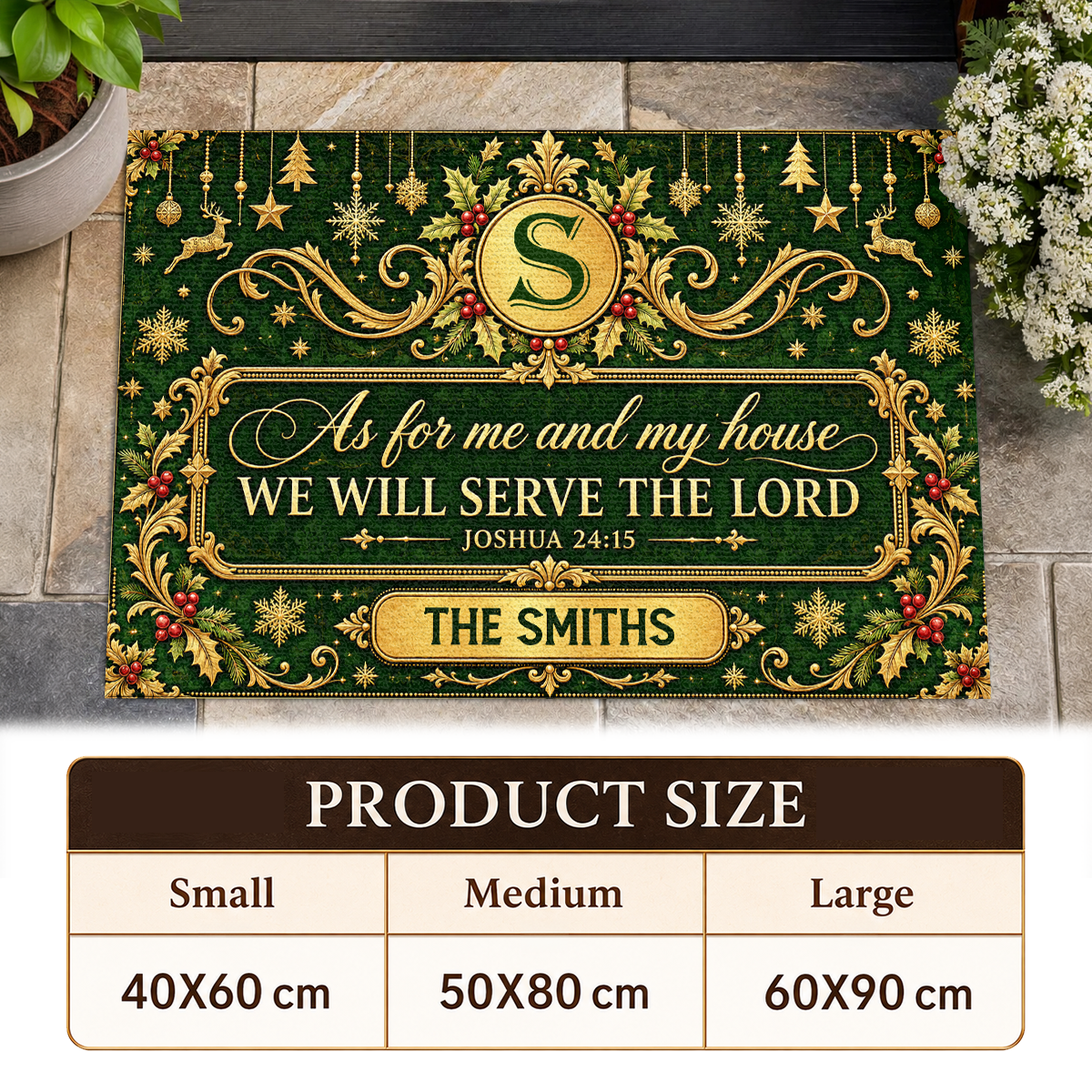 As For Me And My House We Will Serve The Lord, Gift For Family | Personalized Doormat