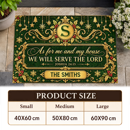 As For Me And My House We Will Serve The Lord, Gift For Family | Personalized Doormat