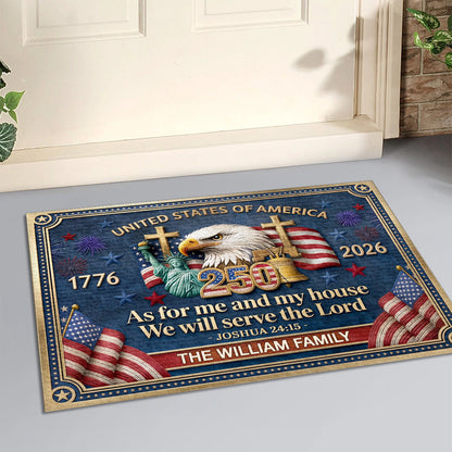 As For Me And My House We Will Serve The Lord - Personalized Doormat