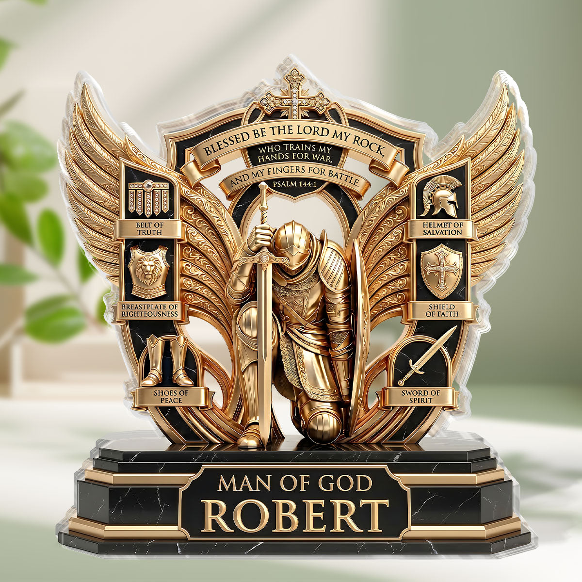 Blessed Be The Lord My Rock, Christian Gift For Believers | Personalized Custom Shaped Acrylic Plaque