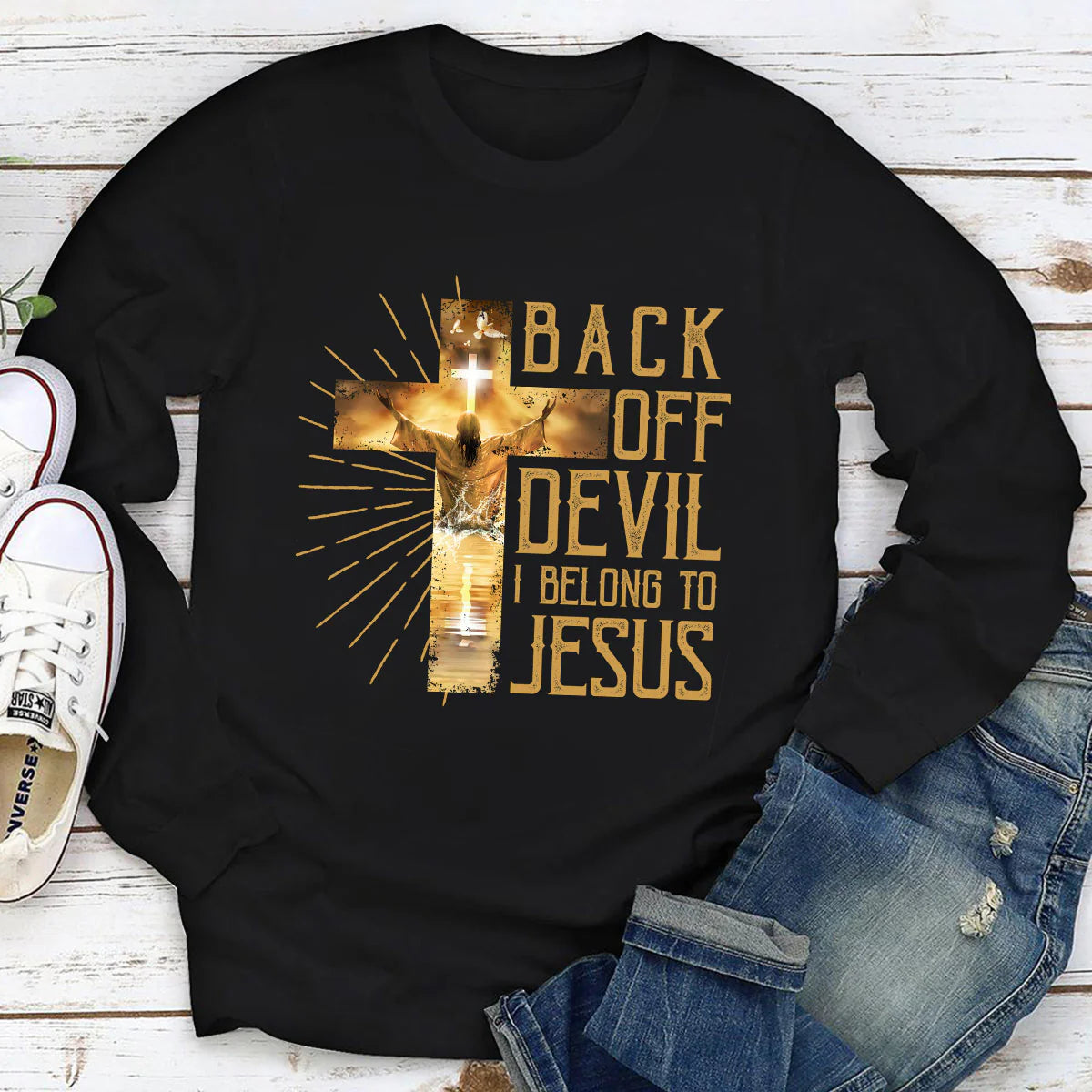 Back Off Devil I Belong To Jesus | 2D Unisex Long Sleeve