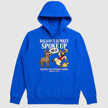Balaam's Donkey Spoke Up God Will Use Literally Anyone, Numbers 22:28, Gift For Youth Group Leaders - 2D Unisex Hoodie