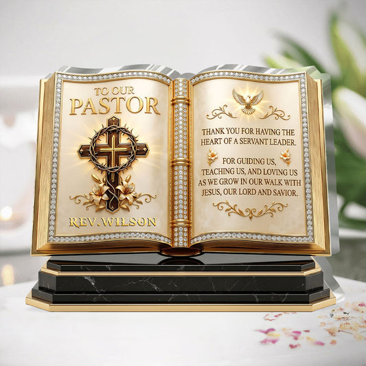 To Our Pastor For Having The Heart Of A Servant Leader, Gift For Pastor | Personalized Custom Shaped Acrylic Plaque