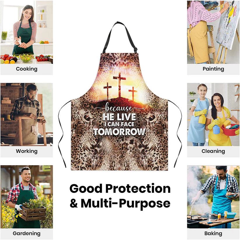 Because He Lives I Can Face Tomorrow - Apron With Neck Strap