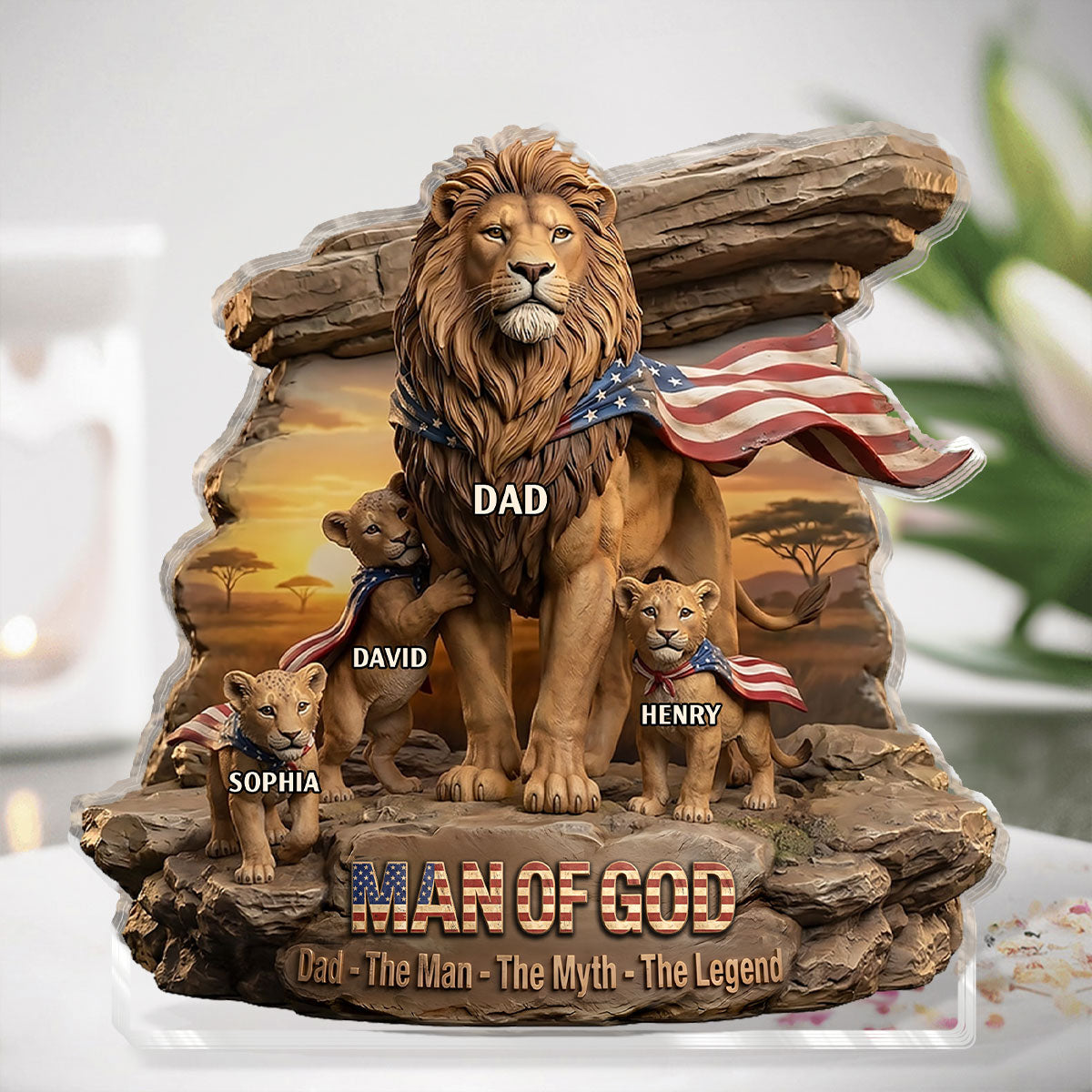 Man Of God Dad The Man The Myth The Legend | Personalized Custom Shaped Acrylic Plaque