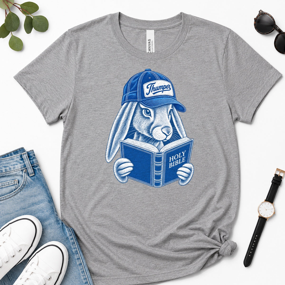 Bible Thumper, Gift For Christian Bunny Lovers - 2D Unisex Premium T-shirt
