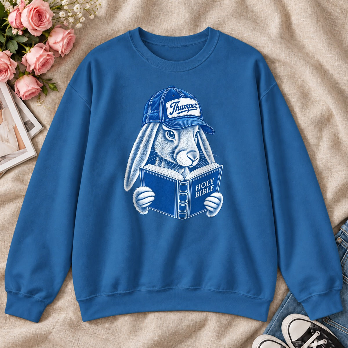 Bible Thumper, Gift For Christian Bunny Lovers - 2D Unisex Sweatshirt