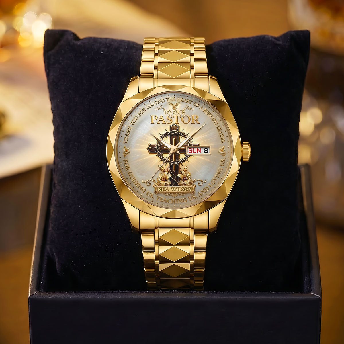 To Our Pastor For Having The Heart Of A Servant Leader - Personalized Men's Wrist Watch