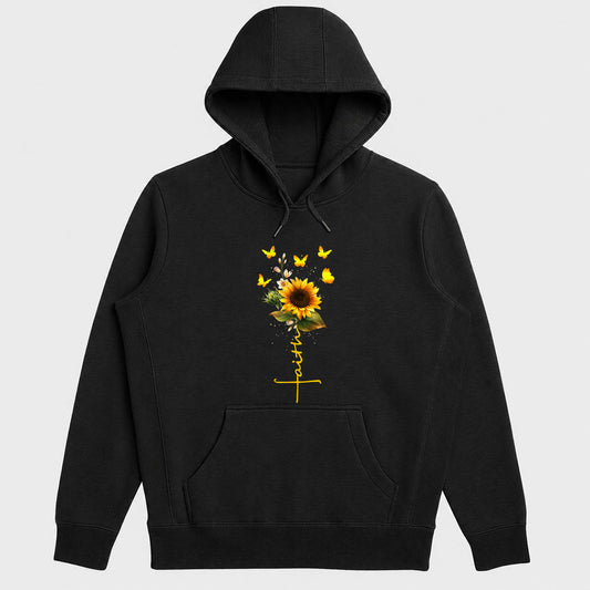 Faith Sunflower Cross - Gift For Christian Women, Mom, Grandma, Church Friends| 2D Unisex Hoodie