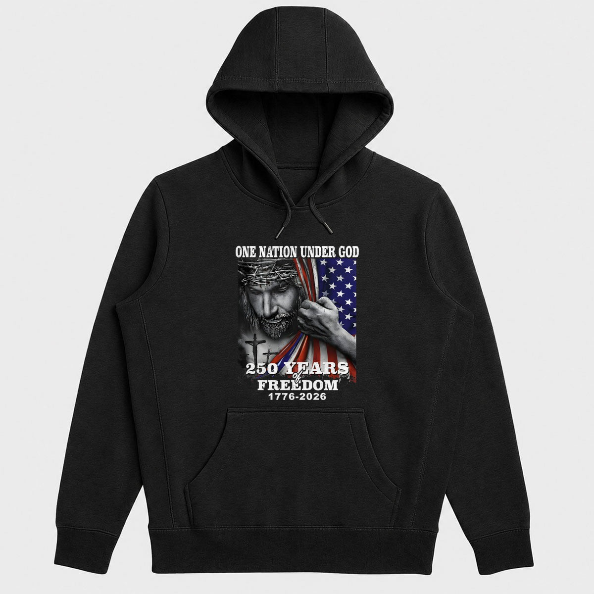 One Nation Under God 250 Years Of Freedom, Patriotic Christian Gift - 2D Unisex Hoodie