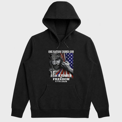 One Nation Under God 250 Years Of Freedom, Patriotic Christian Gift - 2D Unisex Hoodie