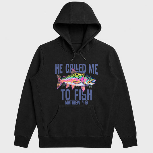 He Called Me To Fish, Matthew 4:19, Gift For Christian Anglers, Fishing Dad, Grandpa, Men | 2D Unisex Hoodie