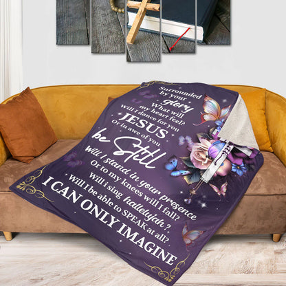 I Can Only Imagine Christian Fleece Blanket, Jesus Cross Butterfly Floral Faith Blanket