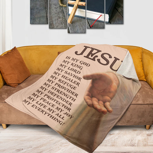 Christian Fleece Blanket, Jesus Is My Everything Faith Quote