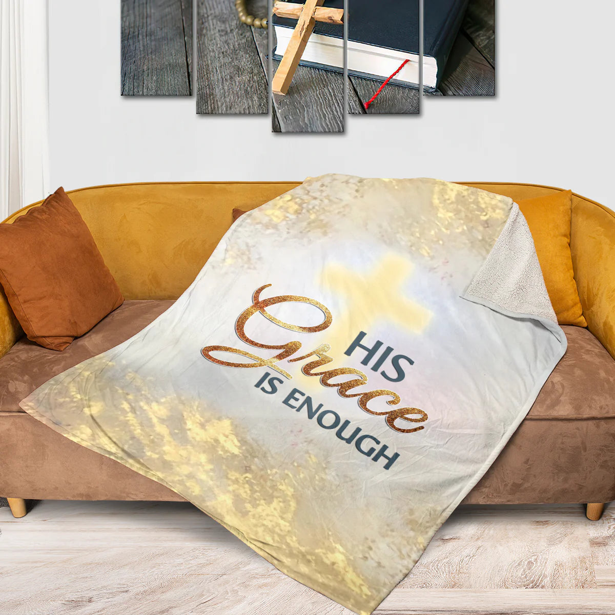 Christian Fleece Blanket, His Grace Is Enough Faith Quote
