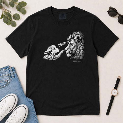 Boop, Luke 10:19, Gift For Christian Animal Lovers - 2D Unisex Garment-dyed T-shirt