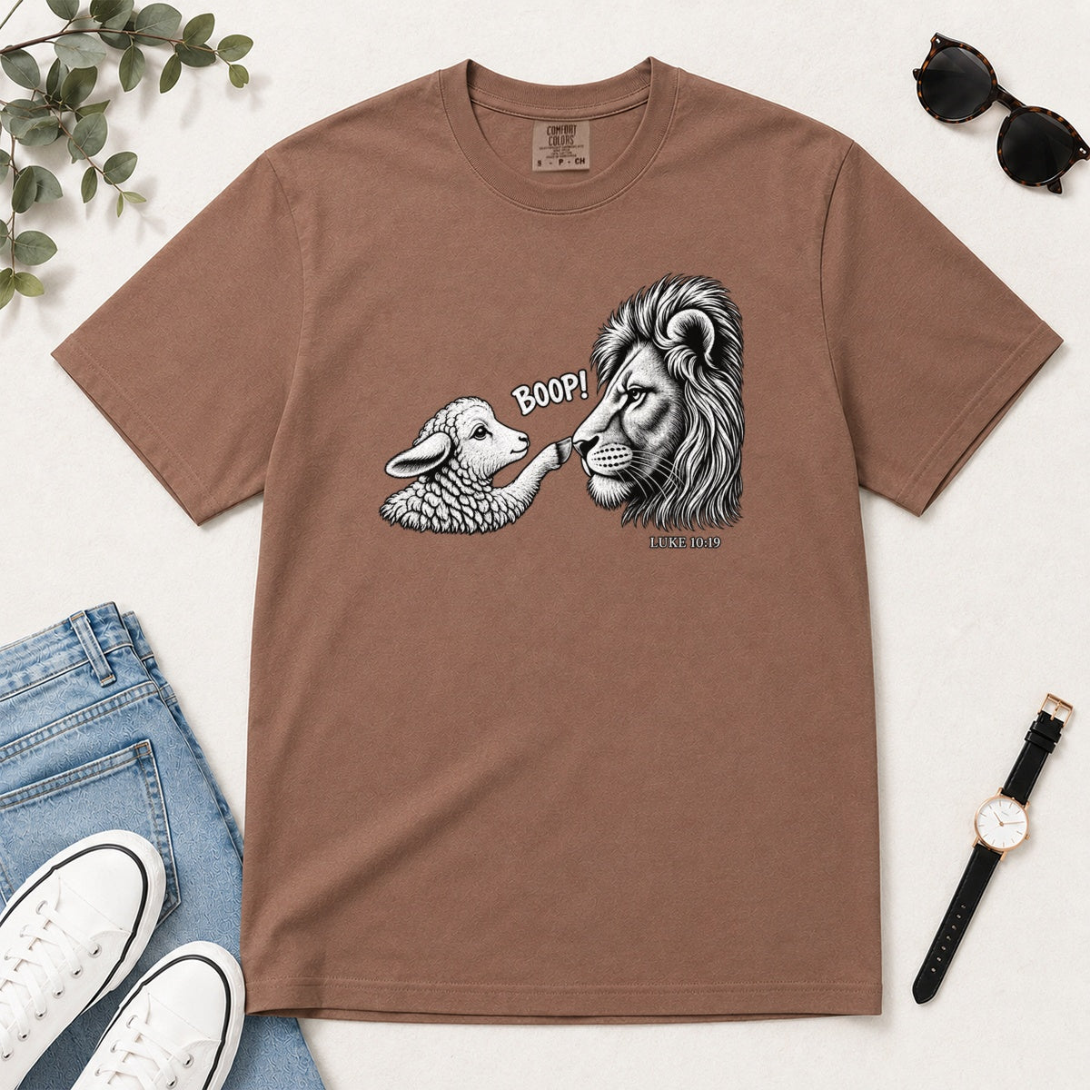 Boop, Luke 10:19, Gift For Christian Animal Lovers - 2D Unisex Garment-dyed T-shirt
