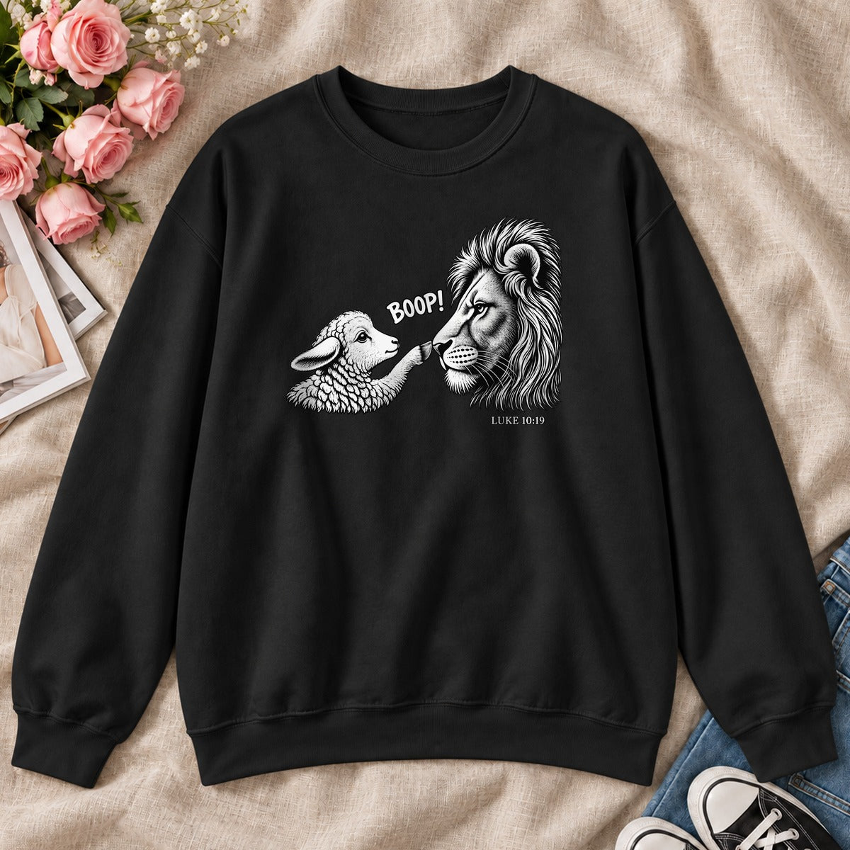 Boop, Luke 10:19, Gift For Christian Animal Lovers - 2D Unisex Sweatshirt