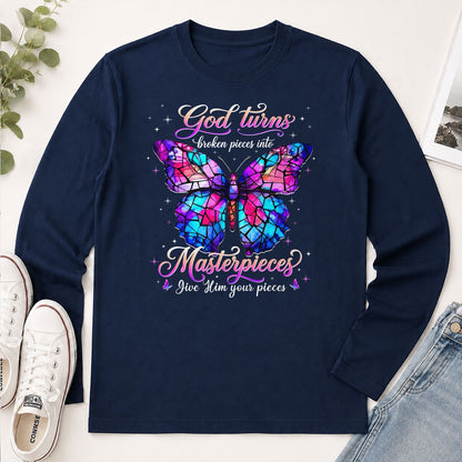 Broken Pieces Into God's Masterpiece, Gift For Christian Women - 2D Unisex Long Sleeve