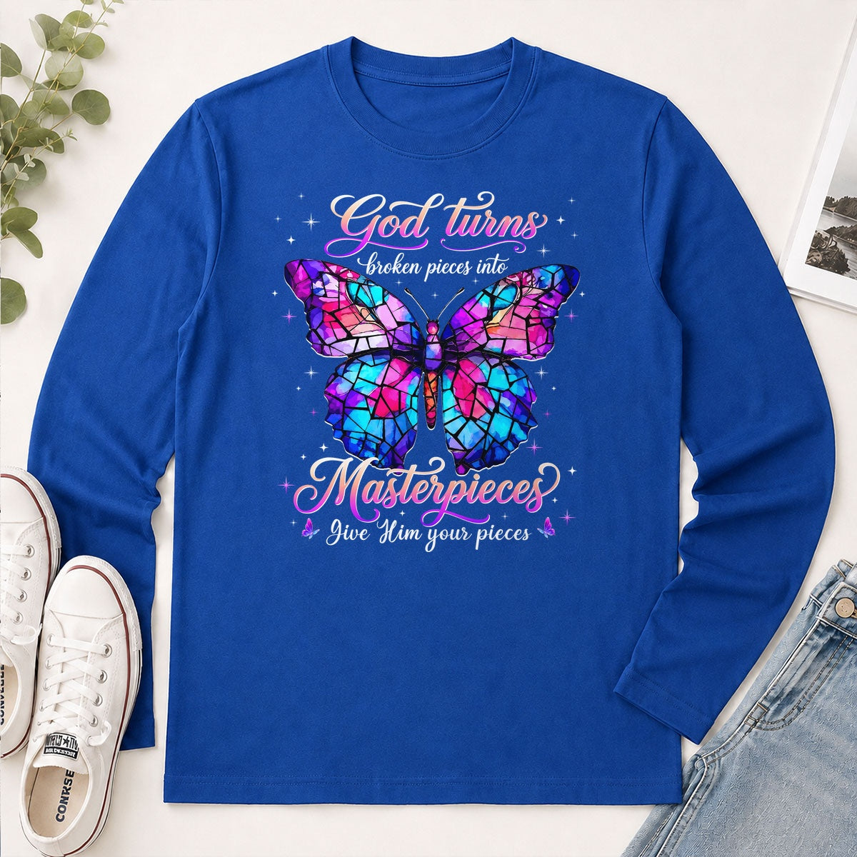 Broken Pieces Into God's Masterpiece, Gift For Christian Women - 2D Unisex Long Sleeve