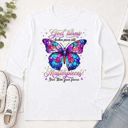 Broken Pieces Into God's Masterpiece, Gift For Christian Women - 2D Unisex Long Sleeve