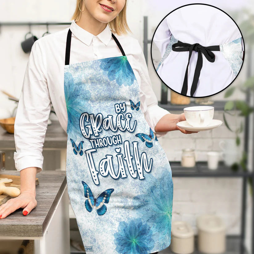Butterfly And Flower - Apron With Neck Strap