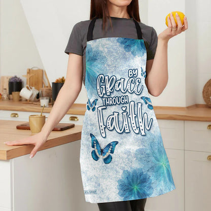 Butterfly And Flower - Apron With Neck Strap