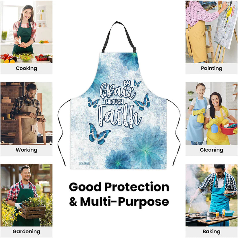 Butterfly And Flower - Apron With Neck Strap