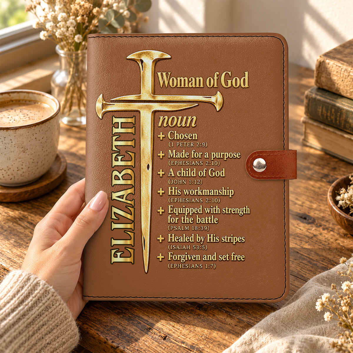 A Child Of God, Gift For Him | Personalized Leather Notebook Cover With Pocket