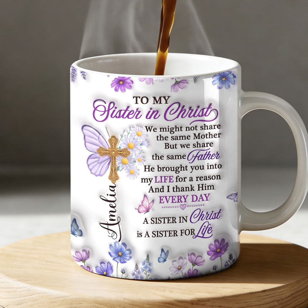 To My Sister In Christ, Gift For Sister in Christ | Personalized Ceramic Coffee Mug