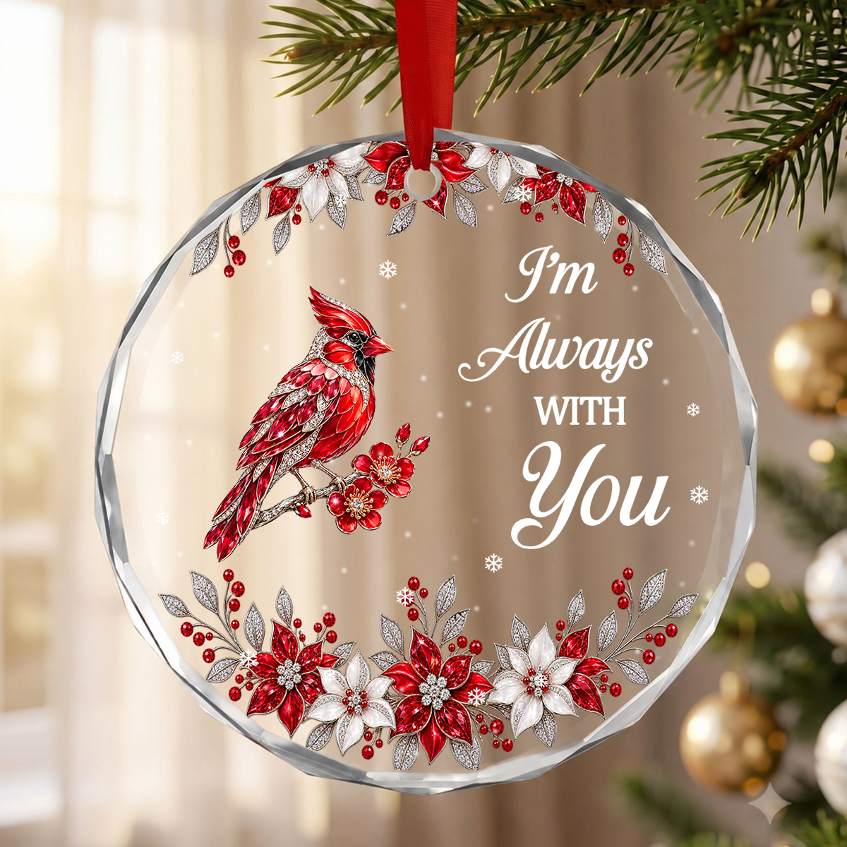 I Am Always With You, Gift For Loved One - Personalized Heart Shaped Glass Ornament