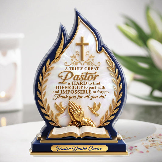Pastor Of Faith, Gift For Pastor | Personalized Custom Shaped Acrylic Plaque