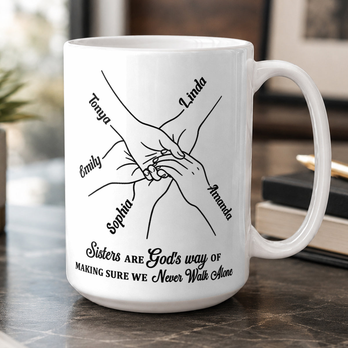 Sisters Are God's Way, Gift For Sister In Christ | Personalized Ceramic Coffee Mug