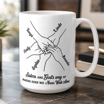 Sisters Are God's Way, Gift For Sister In Christ | Personalized Ceramic Coffee Mug