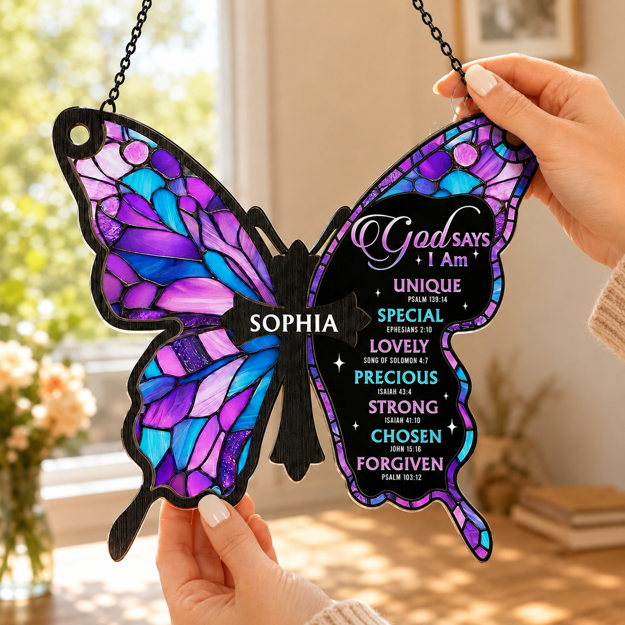 God Says I Am, Gift of Identity | Personalized Acrylic Suncatcher
