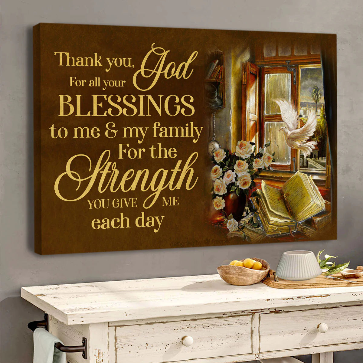 Thank You God For All Your Blessings To Me And My Family  - Personalized Canvas