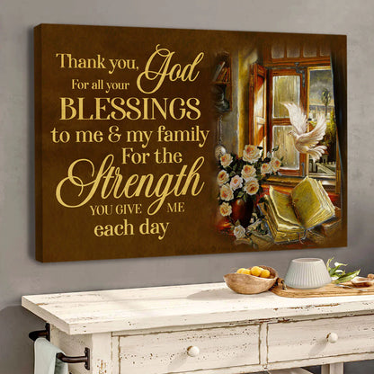 Thank You God For All Your Blessings To Me And My Family  - Personalized Canvas