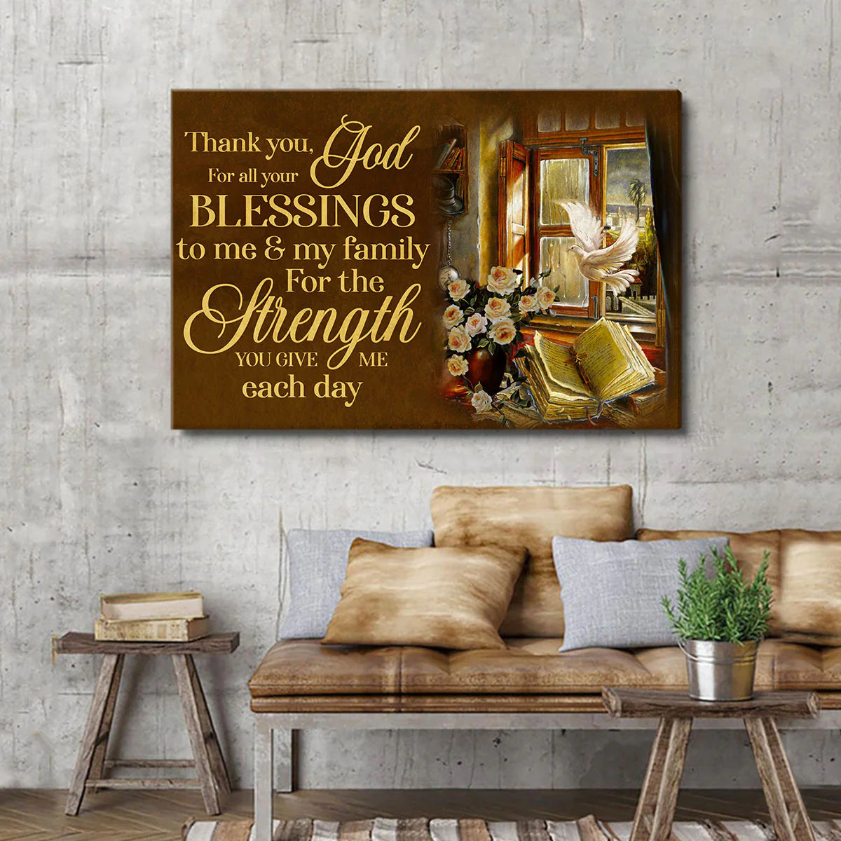 Thank You God For All Your Blessings To Me And My Family  - Personalized Canvas