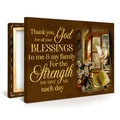 Thank You God For All Your Blessings To Me And My Family  - Personalized Canvas