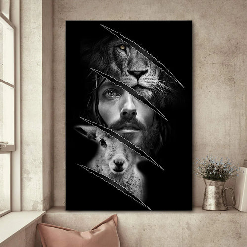 Unique Lion And Lamb - Personalized Canvas