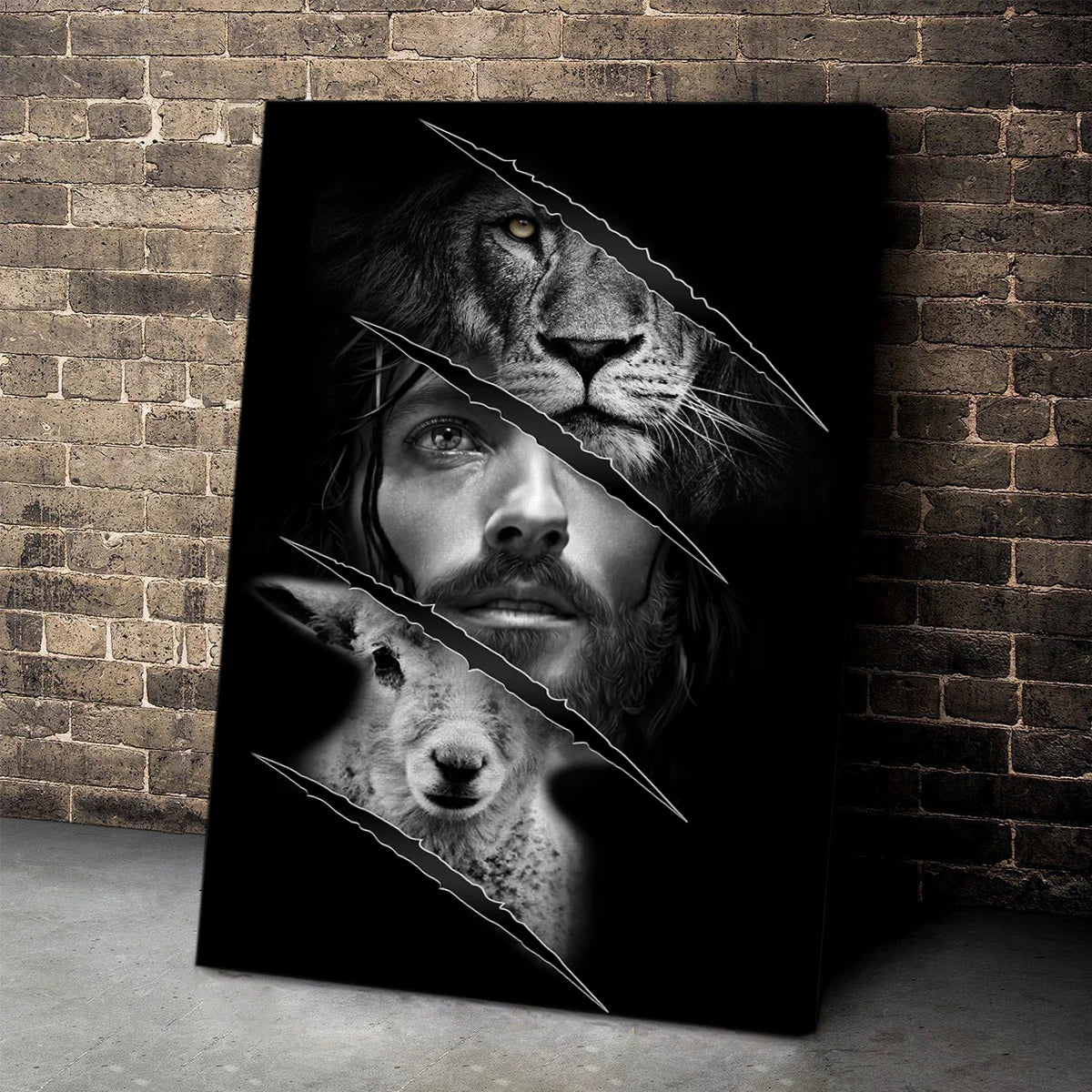 Unique Lion And Lamb - Personalized Canvas