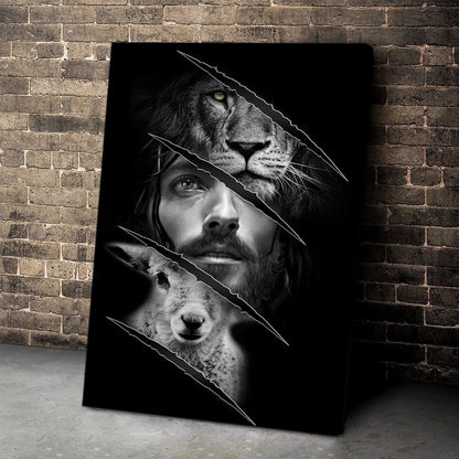 Unique Lion And Lamb - Personalized Canvas