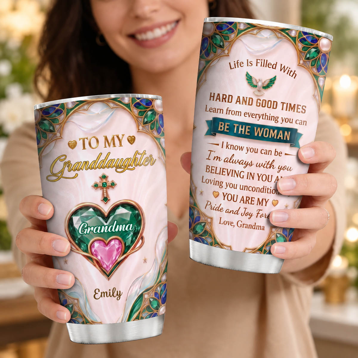 Life Is Filled With Hard And Good Times, Gift For Granddaughter | Personalized Stainless Steel Tumbler