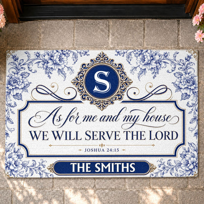 As For Me And My House We Will Serve The Lord, Gift For Family | Personalized Doormat