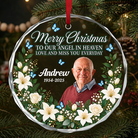Love And Miss You Every Day, Gift For Family - Personalized Round Shaped Glass Ornament