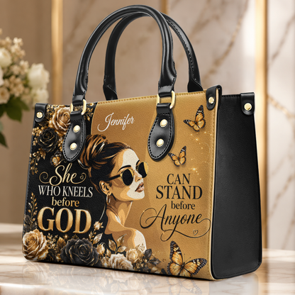 She Who Kneels Before God, Gift For Her | Personalized Leather Handbag