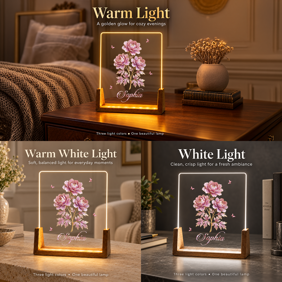 Beautiful Birth Month Flowers, Gift For Her | Personalized Night Light