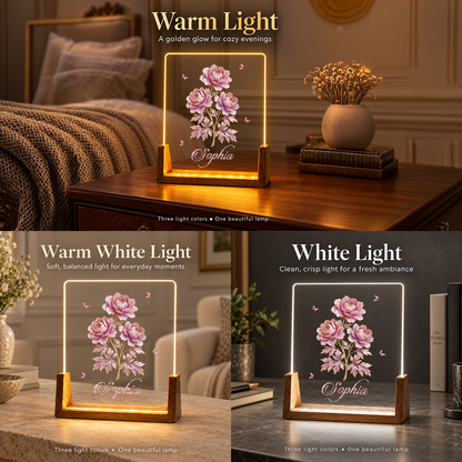 Beautiful Birth Month Flowers, Gift For Her | Personalized Night Light
