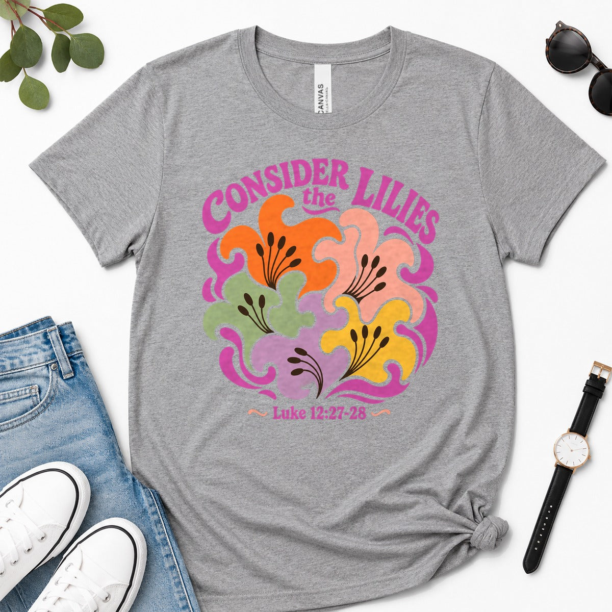 Consider The Lilies, Gift For Christian Women | 2D Unisex Premium T-shirt